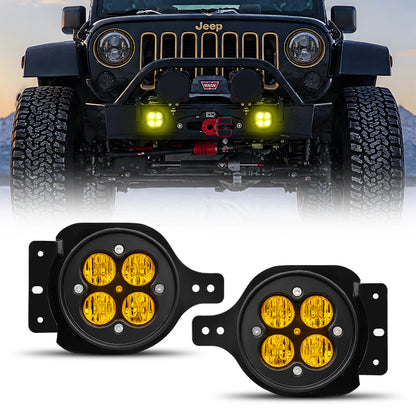 LED Fog Lights with Amber Lens for 2007-2018 Jeep Wrangler JK