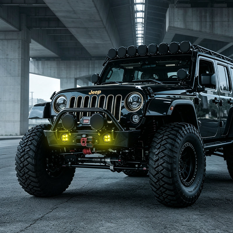 LED Fog Lights with Amber Lens for 2007-2018 Jeep Wrangler JK