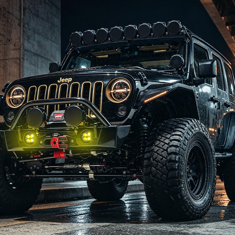 LED Fog Lights with Amber Lens for 2007-2018 Jeep Wrangler JK