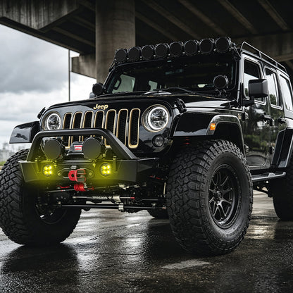 LED Fog Lights with Amber Lens for 2007-2018 Jeep Wrangler JK