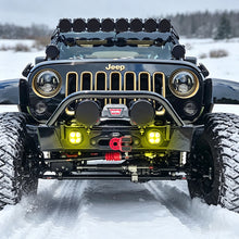 Jeep Wrangler JK with amber LED fog lights installed on front bumper