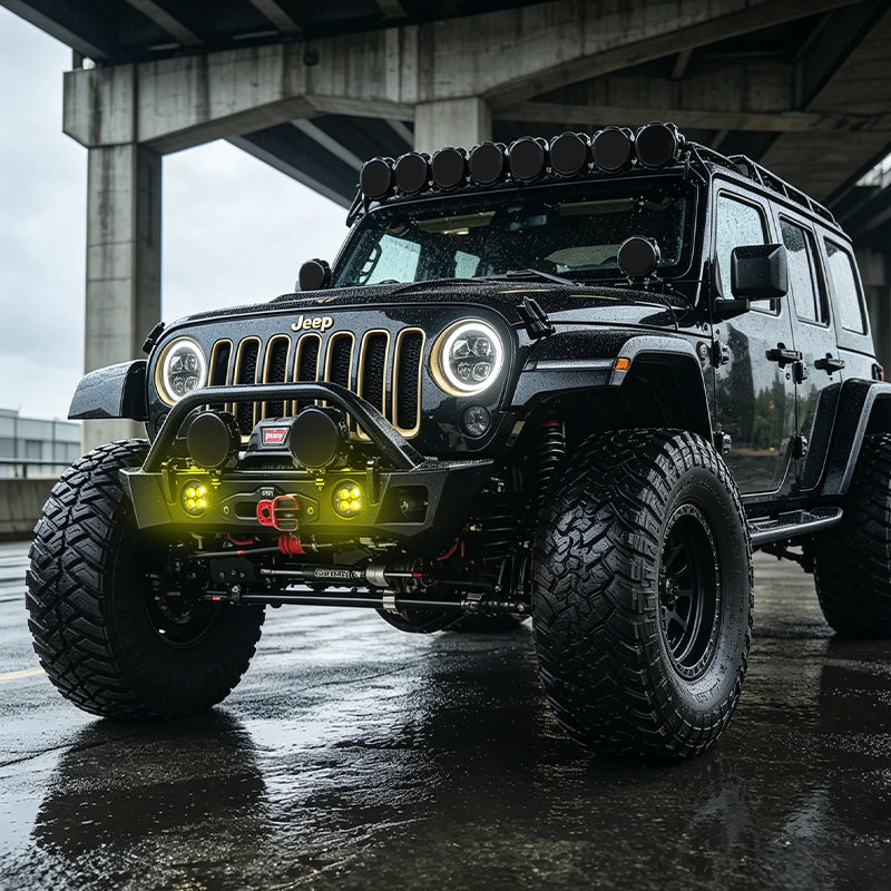 LED Fog Lights with Amber Lens for 2007-2018 Jeep Wrangler JK