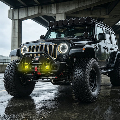 LED Fog Lights with Amber Lens for 2007-2018 Jeep Wrangler JK