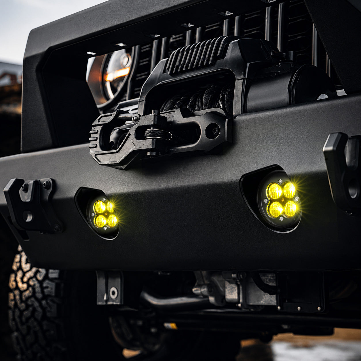 Jeep Wrangler JL amber LED fog lights for Gladiator JT with 3500K wide beam