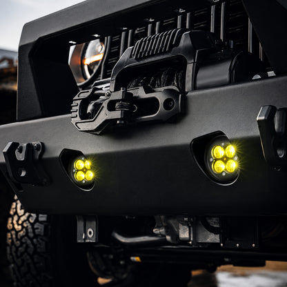 Jeep Wrangler JL amber LED fog lights for Gladiator JT with 3500K wide beam