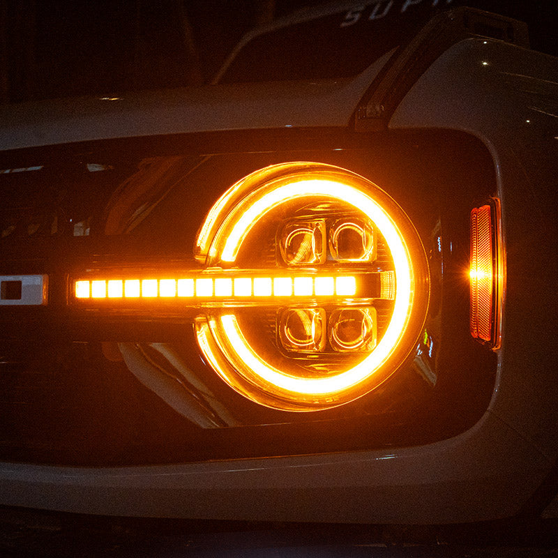 Ford Bronco Headlights with Dual Color | DOT & SAE Approved