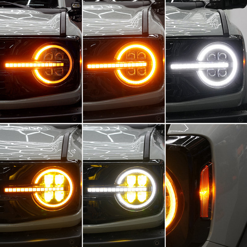 Ford Bronco Headlights with Dual Color | DOT & SAE Approved