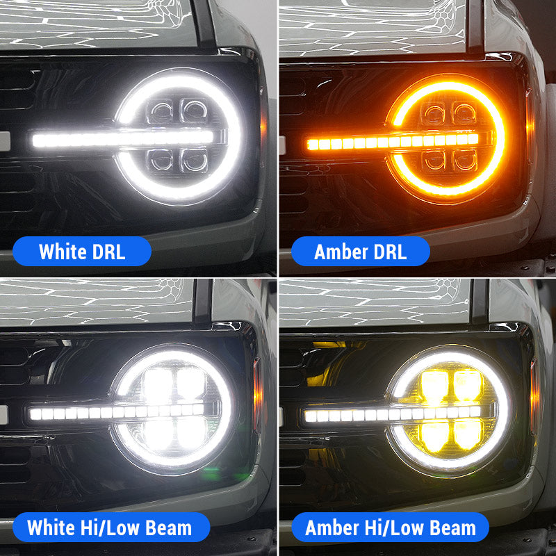 Bronco headlights with lighting function