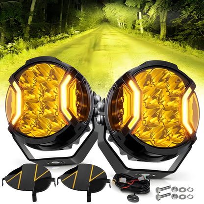 5 Inch Yellow Pod Lights with Amber DRL Universal
