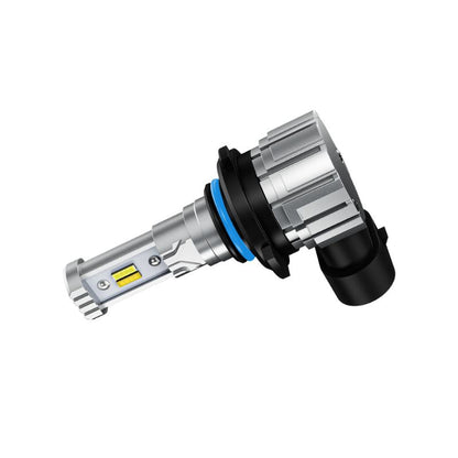 Angled view of 9006 LED Fog Light Bulb for 2000–2006 Toyota Tundra highlighting side-emitting LED chips and heat sink structure.
