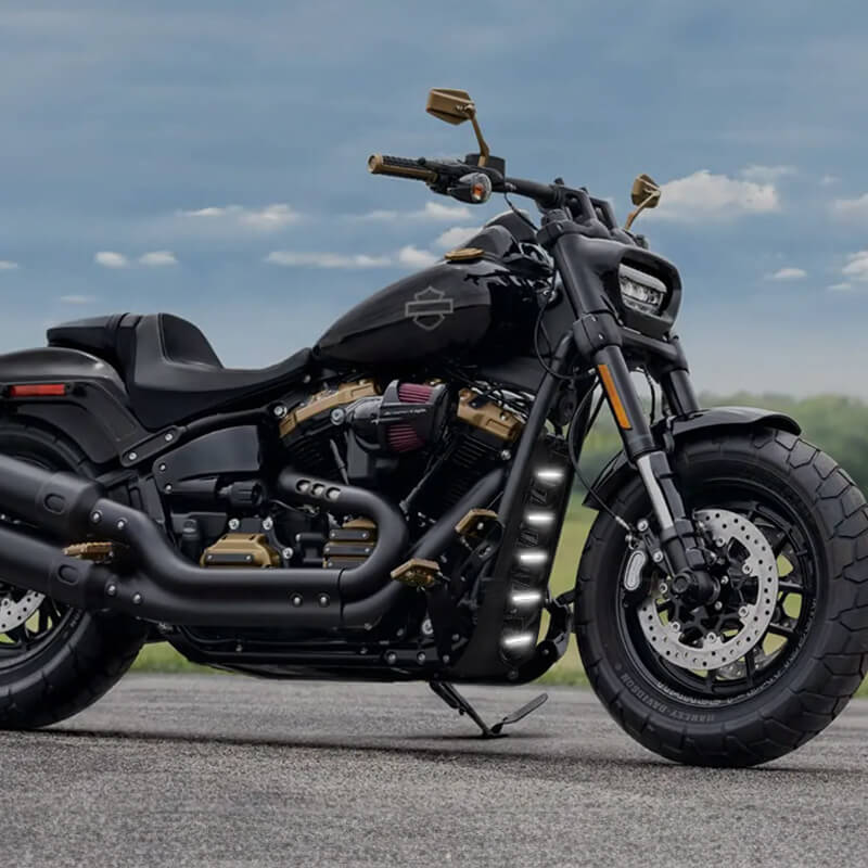 Premium Integrated Kit with LED lighting for Harley Chin Spoiler / Radiator Guard – 2018‑2022 Softail