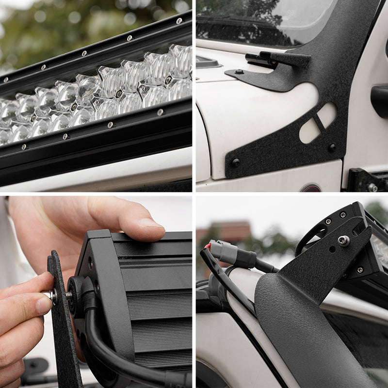 Jeep Wrangler JL 52 Inch LED Light Bar + 2 Work Lights kit