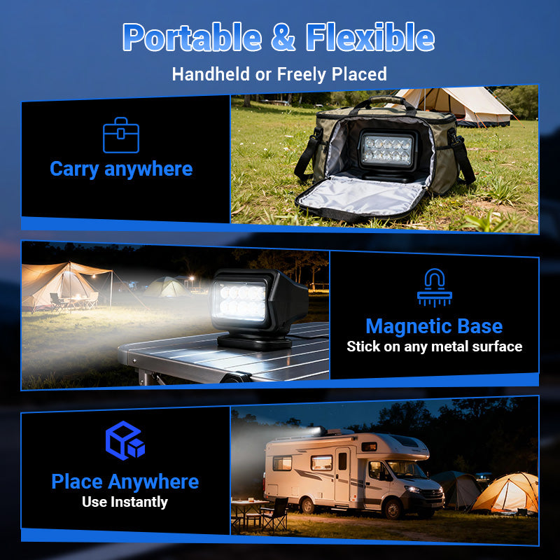 Wireless 50W Remote Control Spotlight for Truck with 360° Rotation work light
