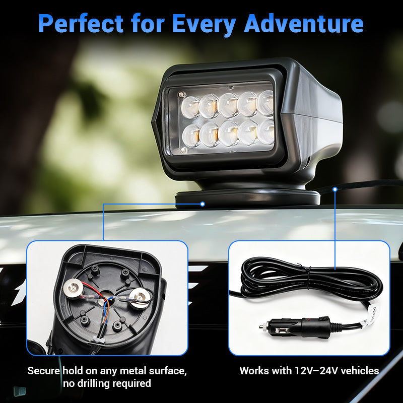 Wireless 50W Remote Control Spotlight for Truck with 360° Rotation work light