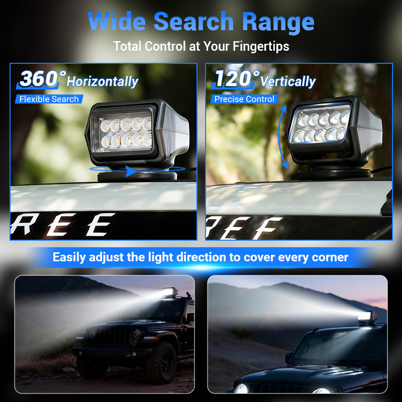 Wireless 50W Remote Control Spotlight for Truck with 360° Rotation work light