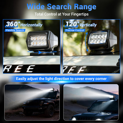 Wireless 50W Remote Control Spotlight for Truck with 360° Rotation work light
