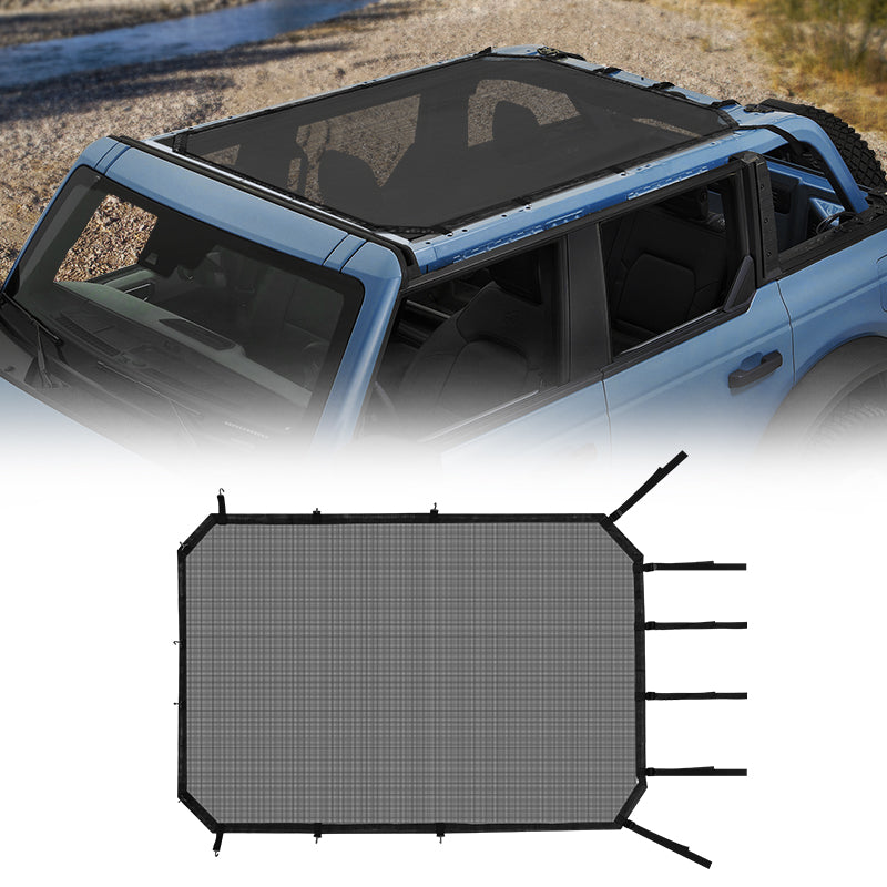 Black Mesh Sun Shade Top for 2021-2025 Bronco 4-Door Accessories