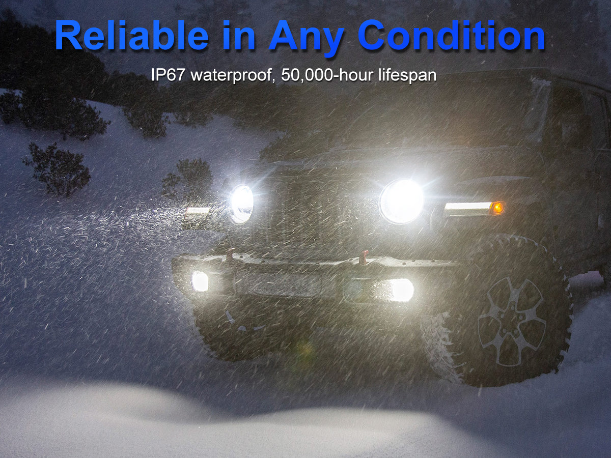Drive with peace of mind in any weather. The SP Pro Series is IP67-certified, making it waterproof and resistant to extreme weather conditions, providing reliable lighting performance throughout its 50,000-hour lifespan.