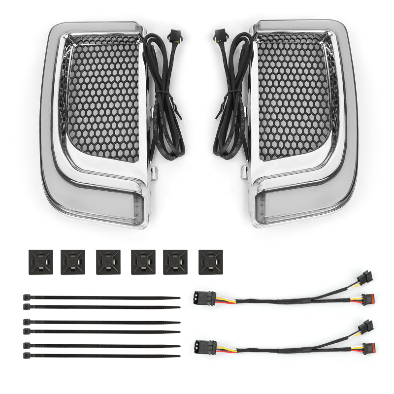 2" 1157 Dual Contact LED Turn Signal & Fairing Lower Grills Lights Combo