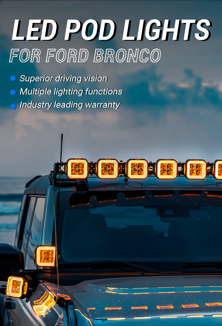 Ford Bronco A Pillar Ditch LED Pod Lights 5 Inch mobile banner