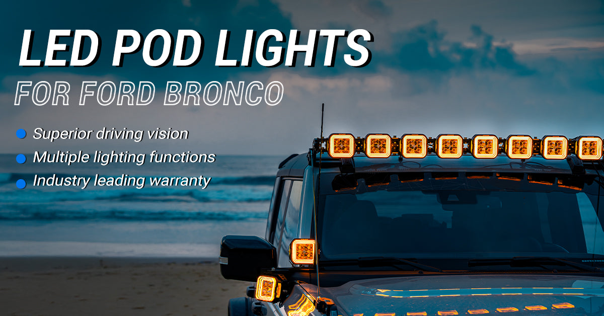 Ford Bronco A Pillar Ditch LED Pod Lights 5 Inch desktop banner