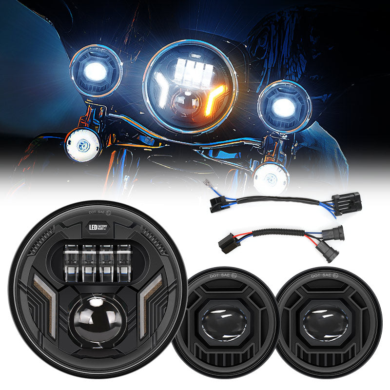 7‘’ Harley headlight and 4.5‘’ fog light combination
