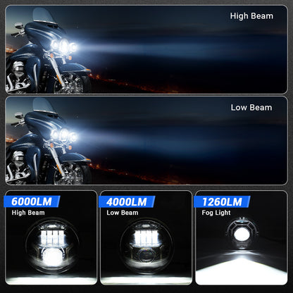 Illuminated Harley headlight and fog light combination