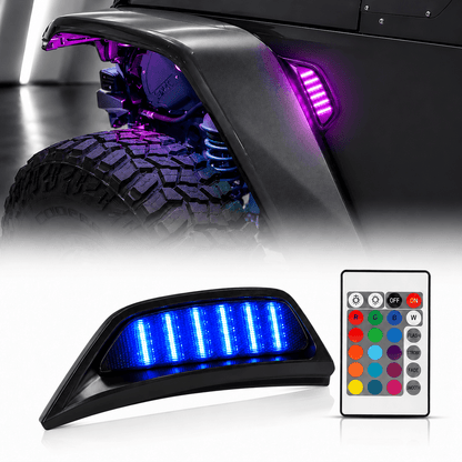 RGB LED Fender Vent Lights for Jeep Wrangler JL Jeep Gladiator JT 2018-2026