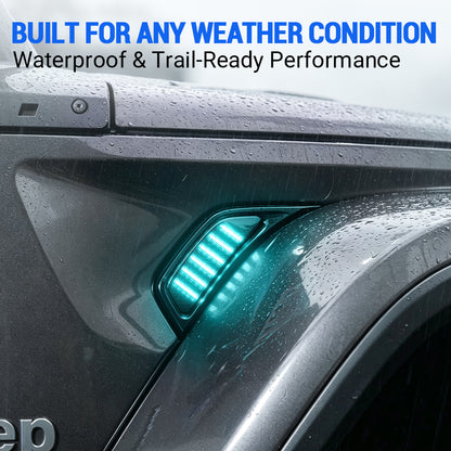 RGB LED Fender Vent Lights for Jeep Wrangler JL Jeep Gladiator JT 2018-2023