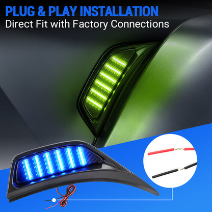 RGB LED Fender Vent Lights for Jeep Wrangler JL Jeep Gladiator JT 2018-2023
