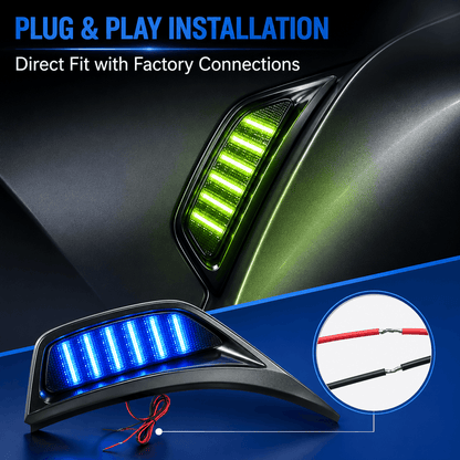 RGB fender vent light wiring and connector detail for installation