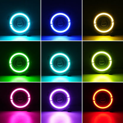 DOT Approved RGB-W Halo Headlights Compatible with Jeep Wrangler 2018-2025 and Gladiator JT