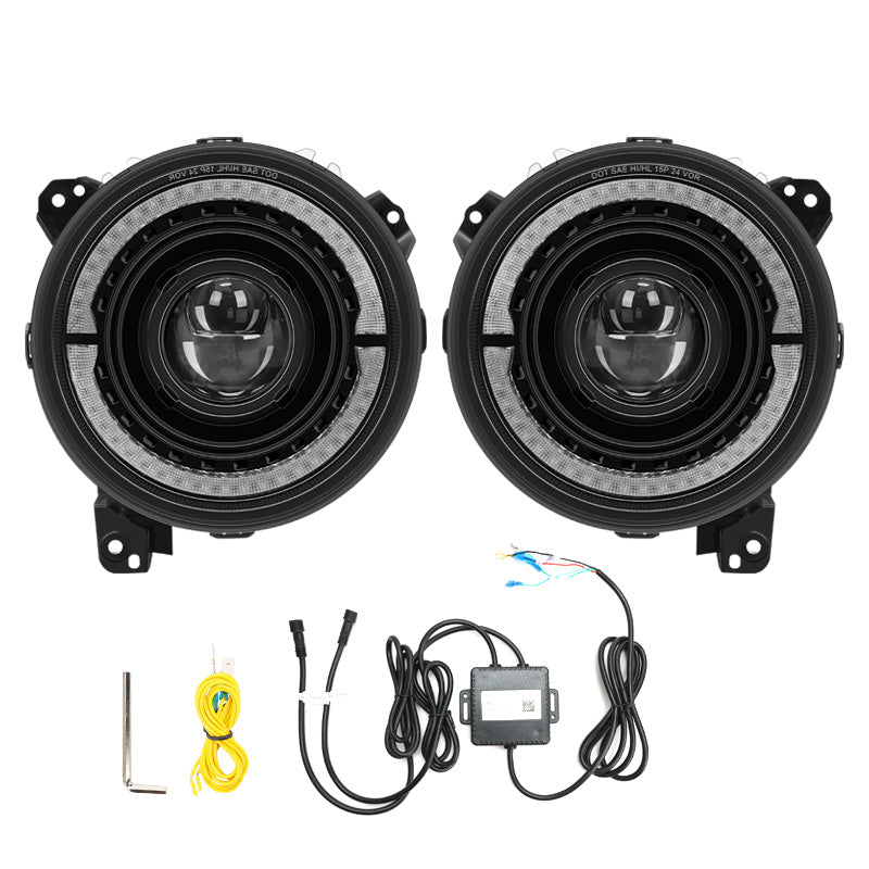 2018-2025 Jeep Wrangler & Gladiator JT RGB-W Halo Headlights with DOT Certification