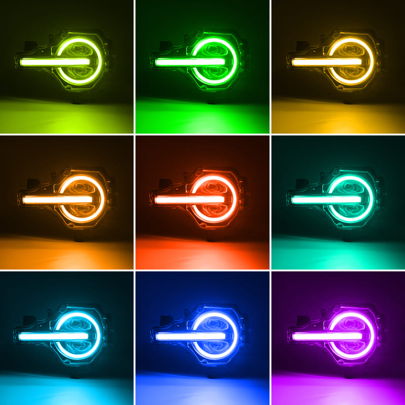 Bronco headlights with multi color