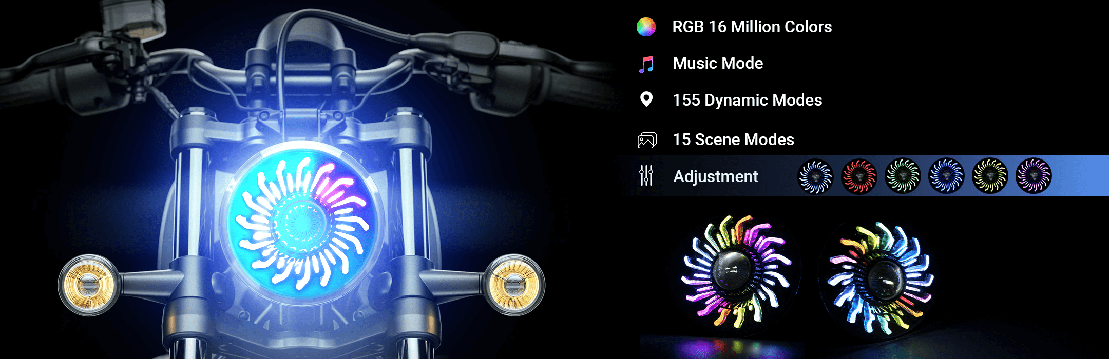 5.75'' RGB LED headlight for Harley Dyna and Sportster