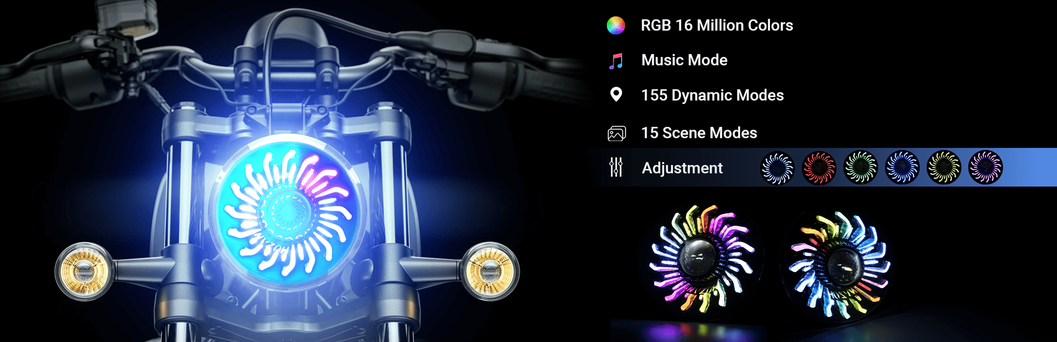 5.75'' RGB LED headlight for Harley Dyna and Sportster