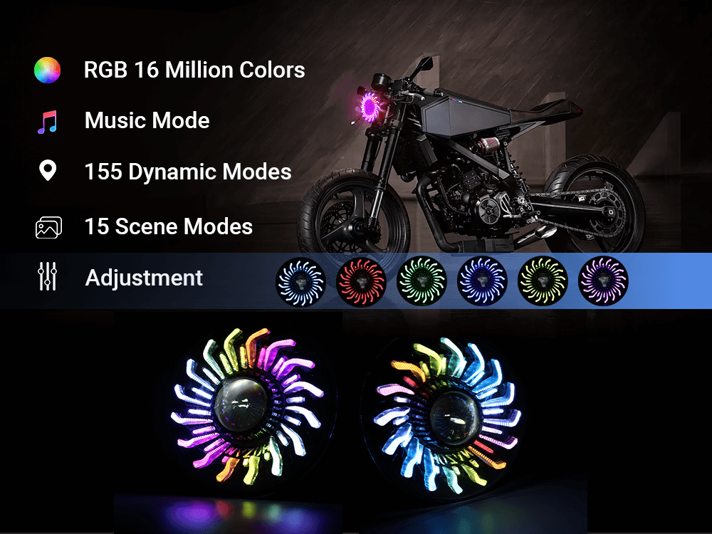5.75'' RGB LED headlight for Harley Dyna and Sportster