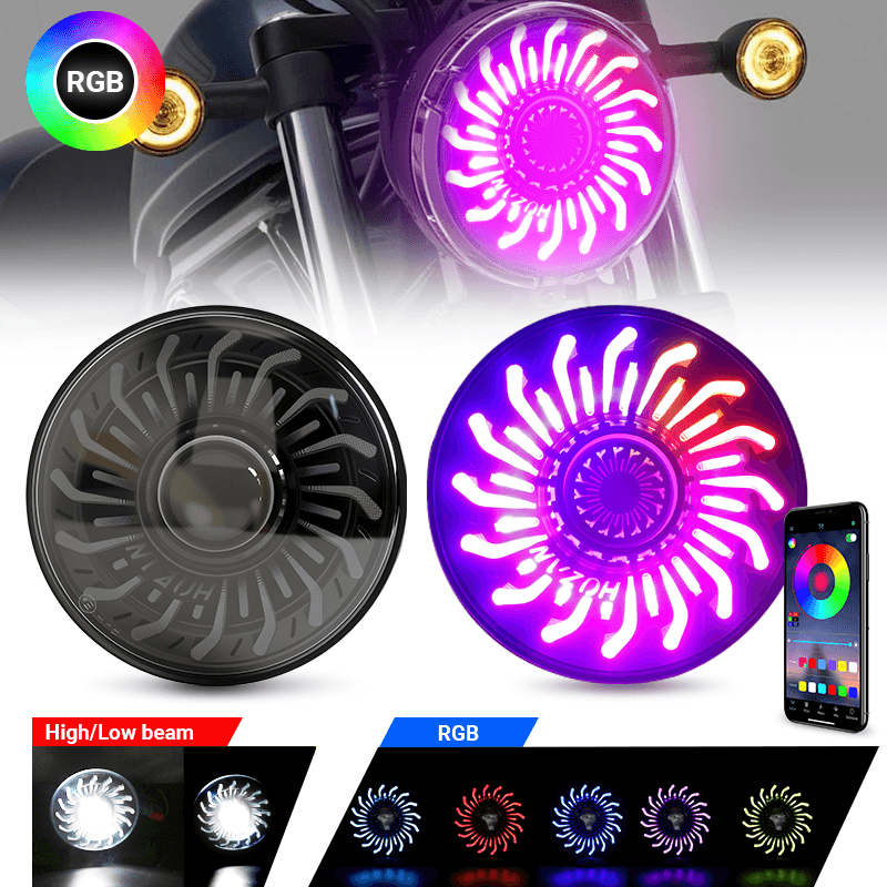 5.75'' RGB LED headlight for Harley Dyna and Sportster
