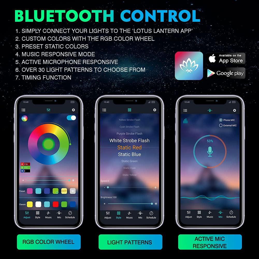 RGB rock lights bluetooth control