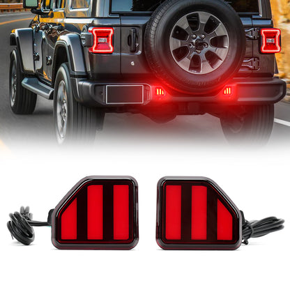 LED Rear Bumper Reflector Turn Brake Lights Jeep Wrangler JL 2018-2024
