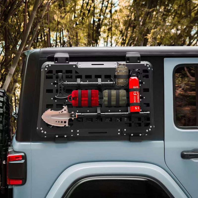 SHINEKA Black Aluminum Rear Door Triangle Glass Cover Trim For Jeep Wrangler JK 4-Door (2011-2017) - Matte Finish, Pair