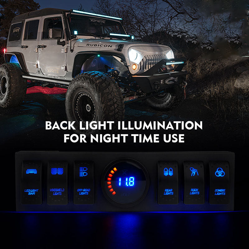 Jeep Wrangler JK 6 Gang Switch Panel for Night Time Use