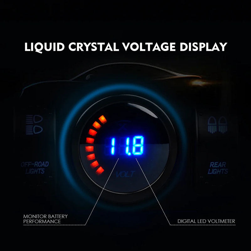 Jeep Wrangler JK 6 Gang Switch Panel Voltage Display