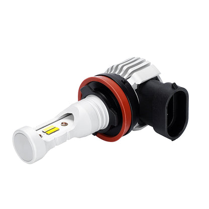 Angled view of H8/H9/H11 Dual LED Fog Light Bulb for Tacoma 12000LM highlighting the durable heat sink and dual-color LED configuration.