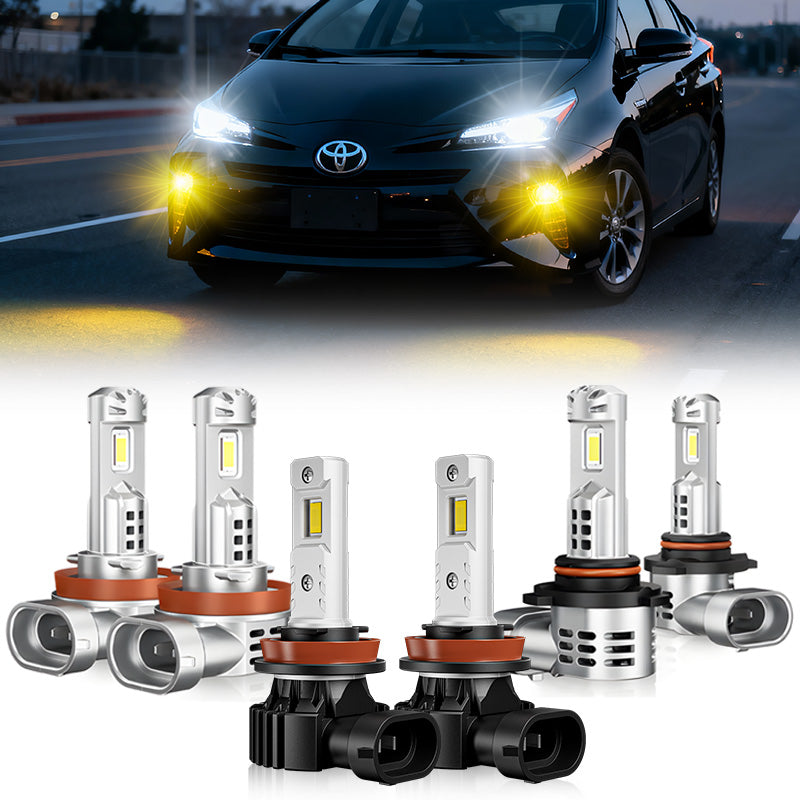 Fit For 2010-2015 Toyota Prius H11 9005 LED Headlight Bulbs & H8 Fog Light Bulbs