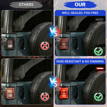 Smoked LED Tail Lights & Smoked LED 3rd Brake Light Compatible For 2018+ Jeep Wrangler JL