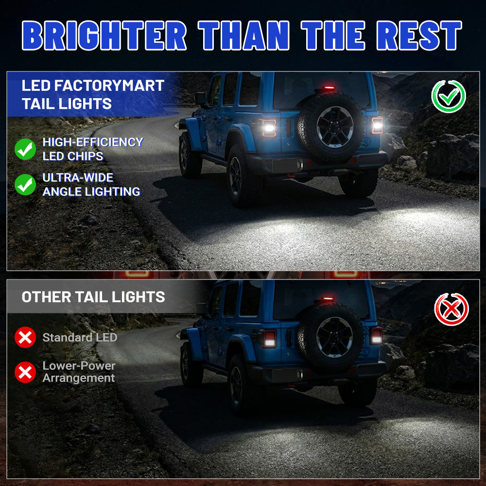 Smoked LED Tail Lights & Smoked LED 3rd Brake Light Compatible For 2018+ Jeep Wrangler JL