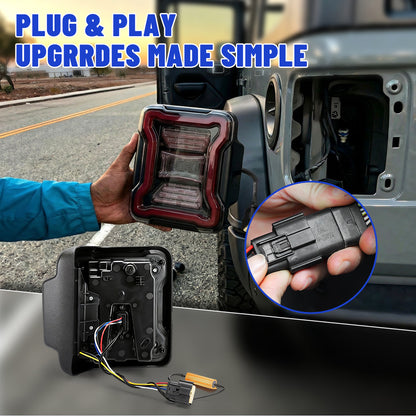 Smoked LED Tail Lights & Smoked LED 3rd Brake Light Compatible For 2018+ Jeep Wrangler JL