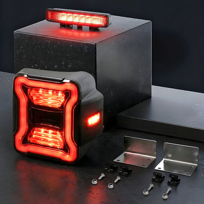 Smoked LED Tail Lights & Smoked LED 3rd Brake Light Compatible For 2018+ Jeep Wrangler JL