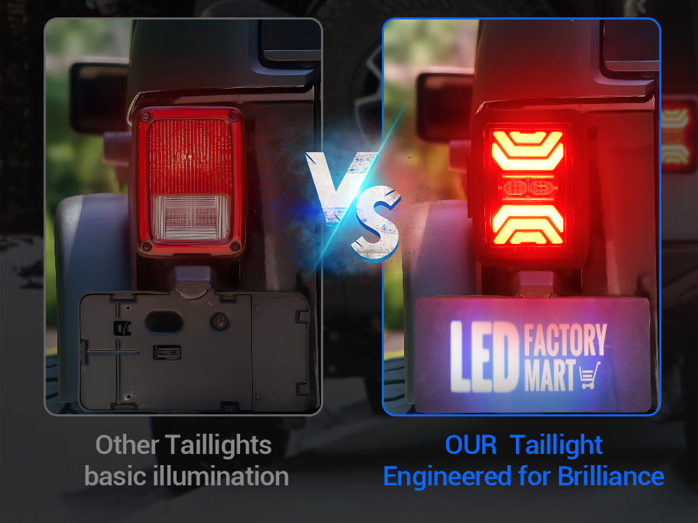 Smoked LED Tail Lights for Jeep Wrangler JK with High Visibility and Waterproof Design